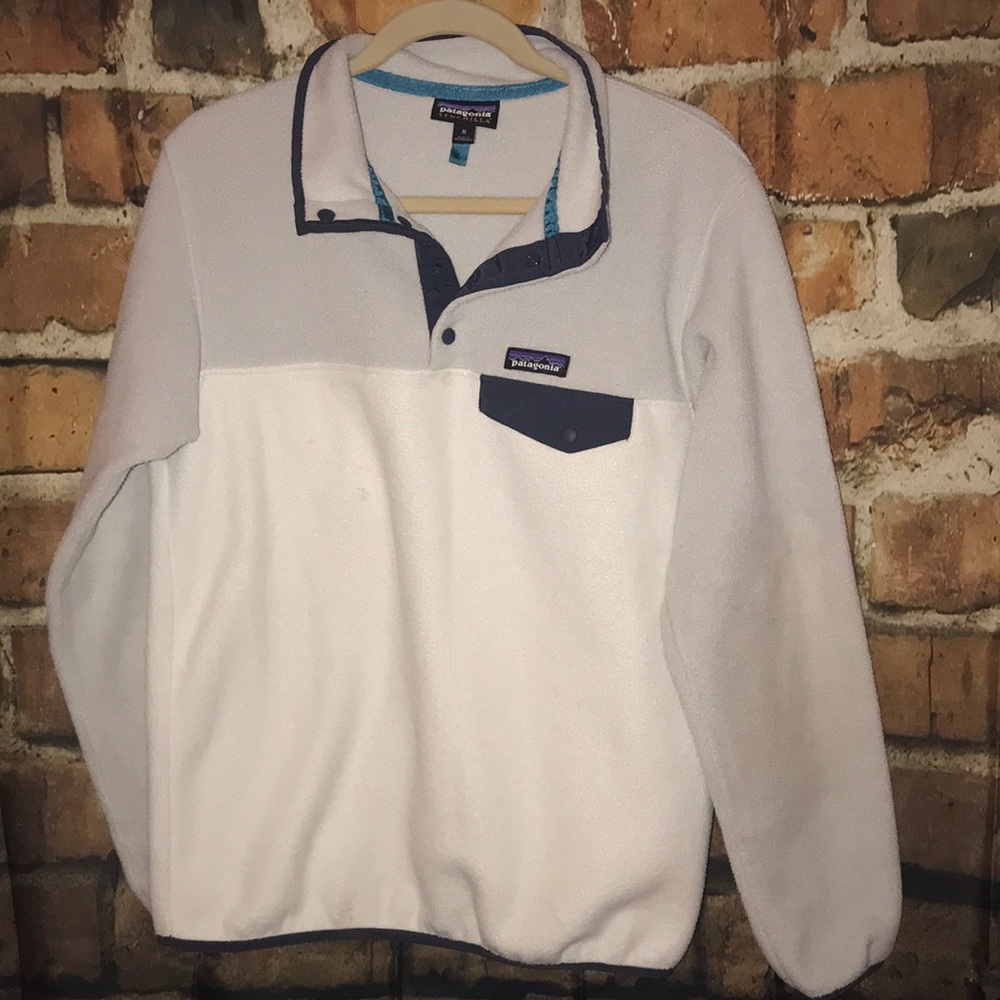 PATAGONIA SYNCHILLA GRAY/WHITE PULLOVER FLEECE